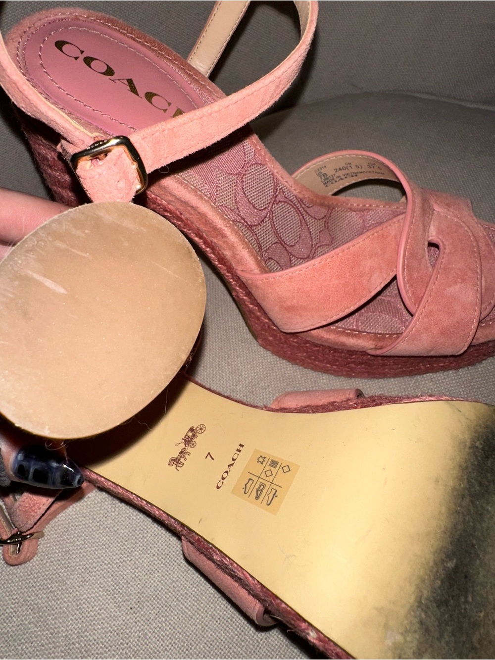 Coach Coral Pink Suede & Espadrille Platform Sandal | US 7 | EUR 37.5 - Picture 6 of 9